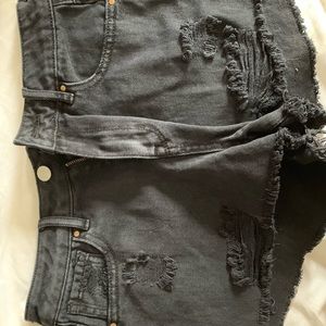 black jean shorts